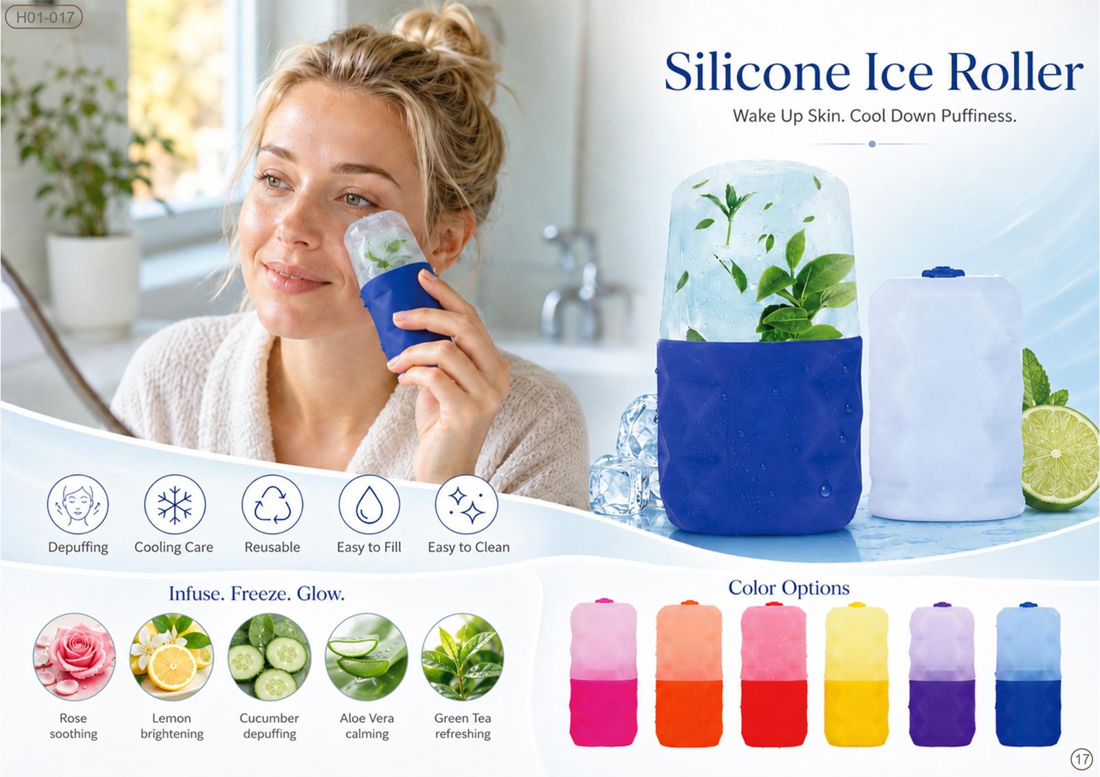 How do you use a silicone ice roller on your face?